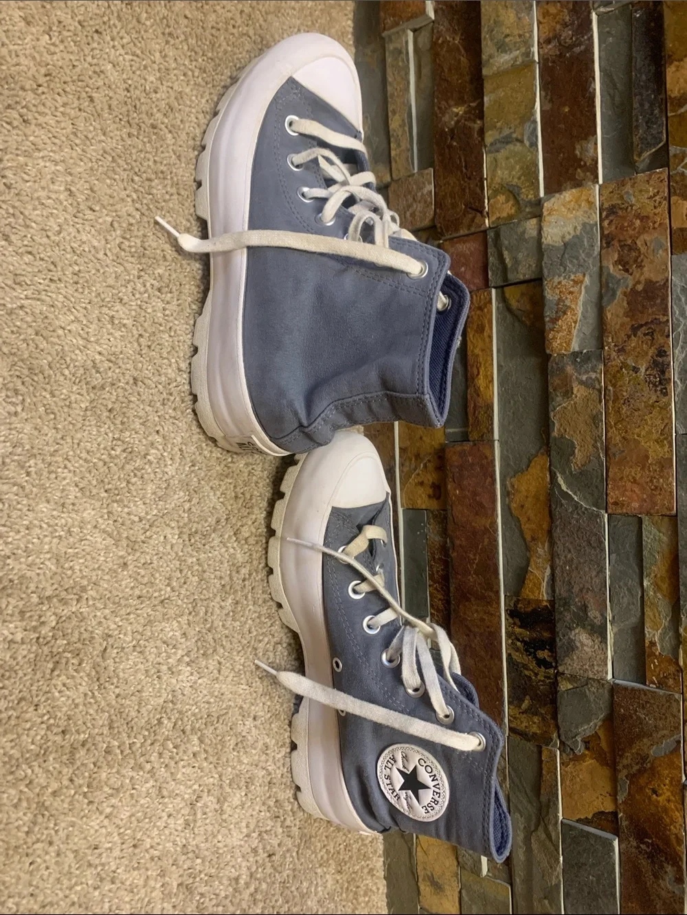 Converse 7 Blue High-Top Sneakers with White Toe